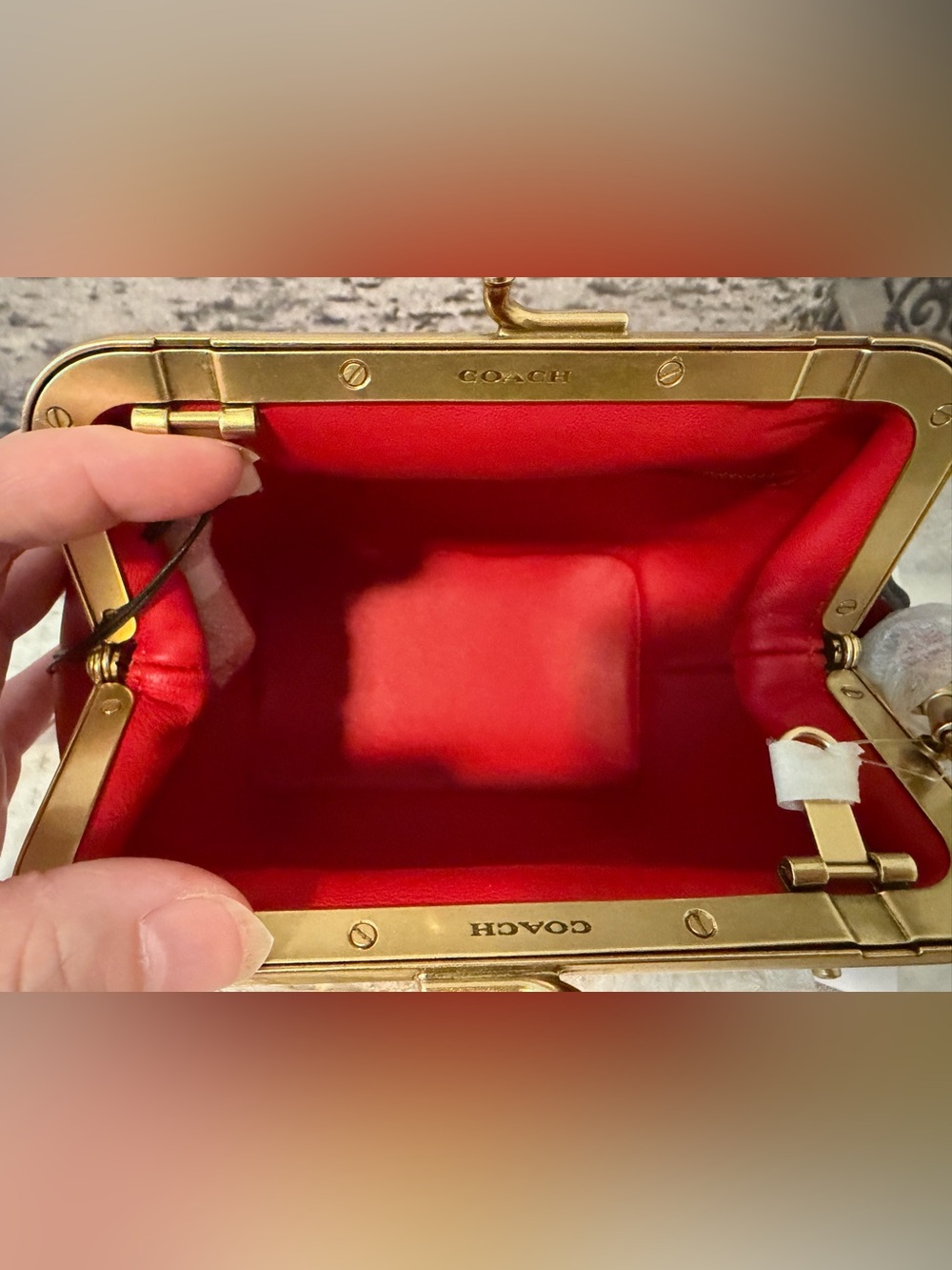 NWT Disney X Coach Kisslock Frame Bag with Sleepy Pluto Red Brass CDL98 - Picture 10 of 13